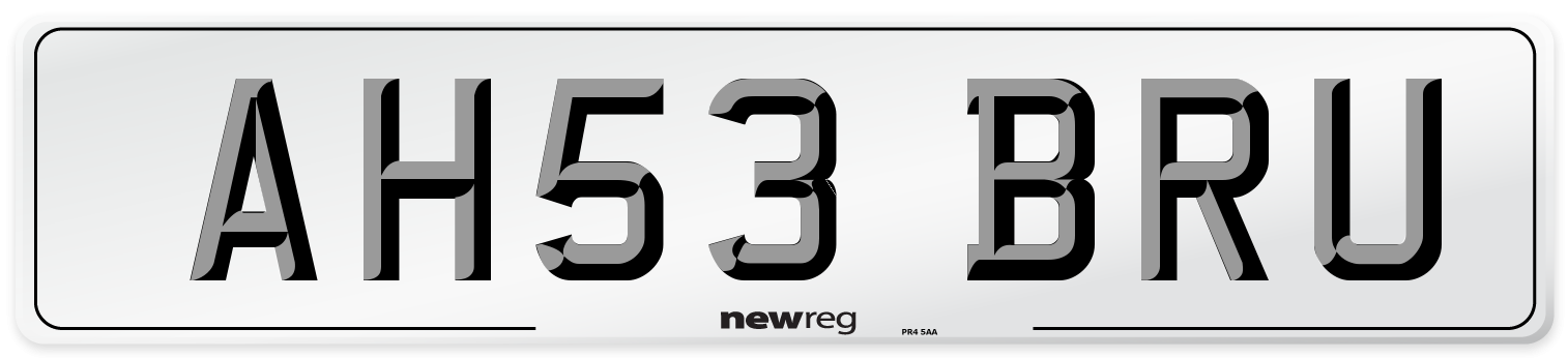 AH53 BRU Number Plate from New Reg